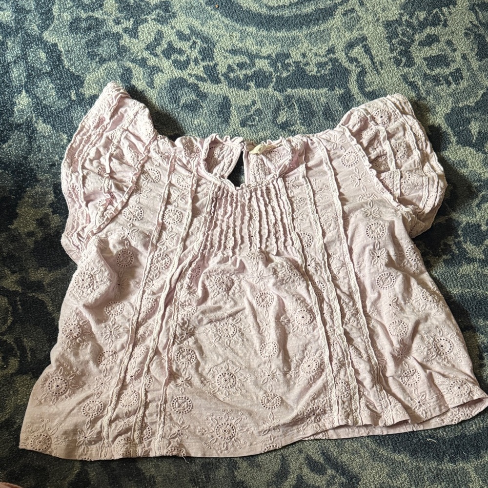 Anthropologie Forever That Girl Ruffled Eyelet Top